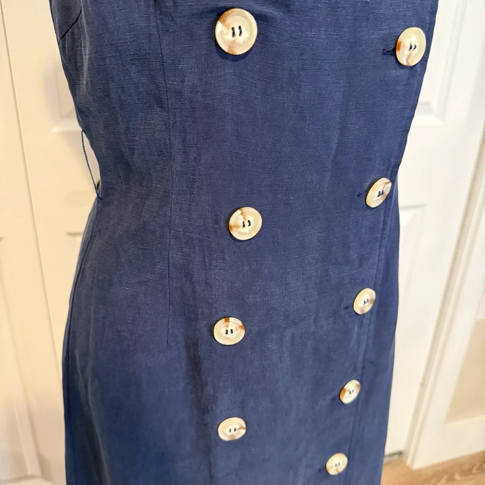 Reformation Navy Double-Breasted Belted Midi Dress - Picture 4 of 14